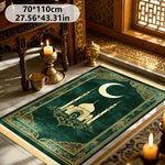 tapis vert foncé doré motif islamique mosquée lune polypropylène résistant décoration intérieure extérieure voyage