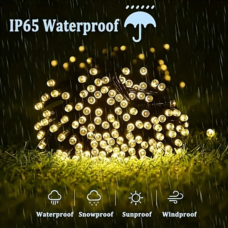 guirlande lumineuse solaire imperméable ip65 20 led jaunes modes facile sans câblage nécessaire