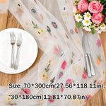 nappe transparent tulle fleurs brodées table manger décoration champêtre pâques fête couleurs variées