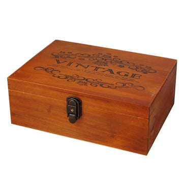 boîte rangement bois vintage rectangle gravure décorative respectueux environnement serrure bijoux cosmétiques