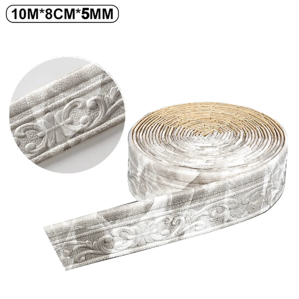 ruban decoratif adhesif blanc doré noir rose ornements floraux classique 10m 8cm 5mm