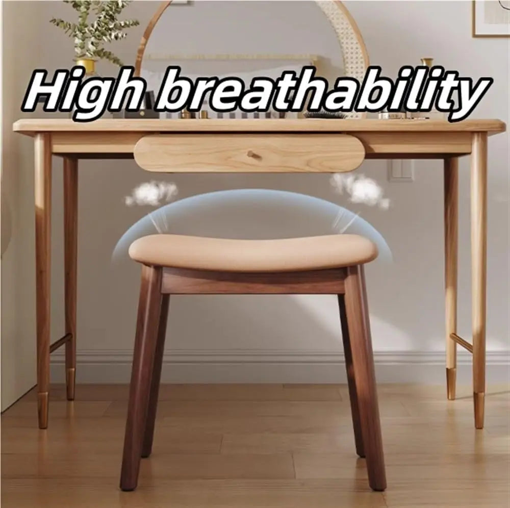 tabouret moderne simili cuir bois marron foncé beige clair maison salon maquillage piano vanité
