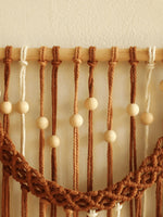 tapisserie murale macramé feuilles bois boho tressé coton lavable marron beige