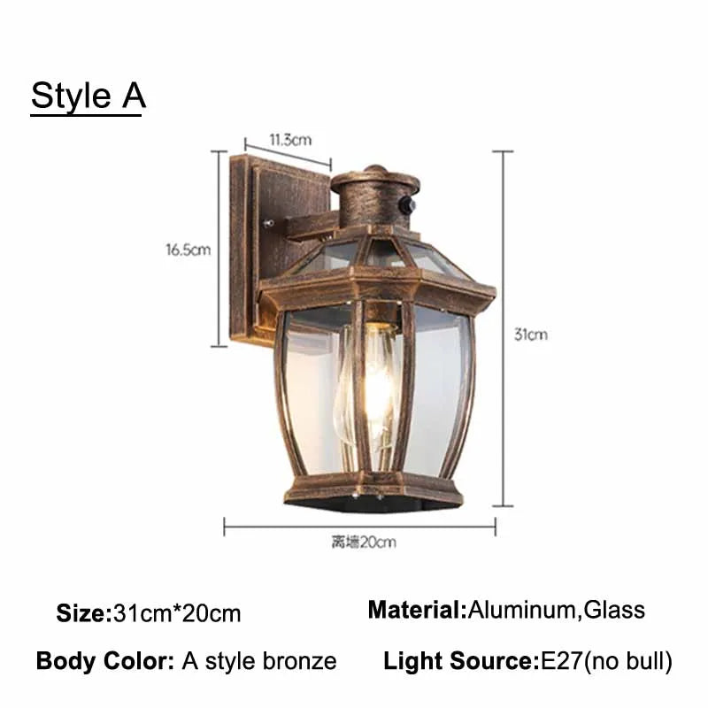 lampe murale transparente classique éclairage extérieur résistant bronze verre aluminium jardin