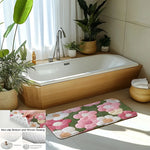 tapis bain doux fleurs imprimées anti dérapant moderne vert rose blanc