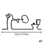 décoration murale minimaliste autocollant silhouette wc douche noir