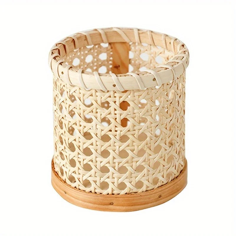 rangement tressé bohème pot crayons ustensiles pinceaux semi transparent naturel rustique