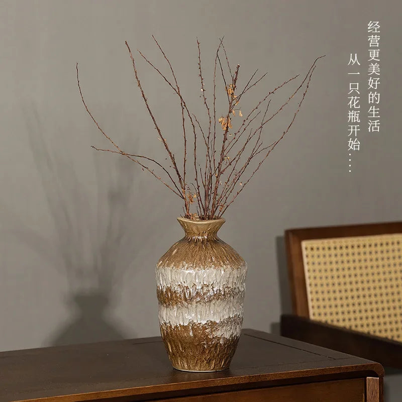 vases céramique noir blanc bleu marron texture rustique moderne fleurs artificielles