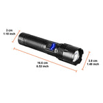 lampe torche led rechargeable 18650 batterie mode stroboscope éclairage bleu tactique robuste