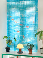 rideau moderne poissons dorés bleu clair abstrait translucide fenêtre maison 180x250cm