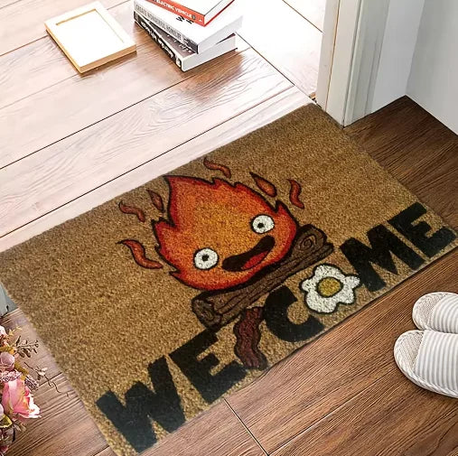 tapis d'entrée moderne motif flamme anti dérapant polyester 30x50cm 40x60cm bienvenue salon bainextérieur