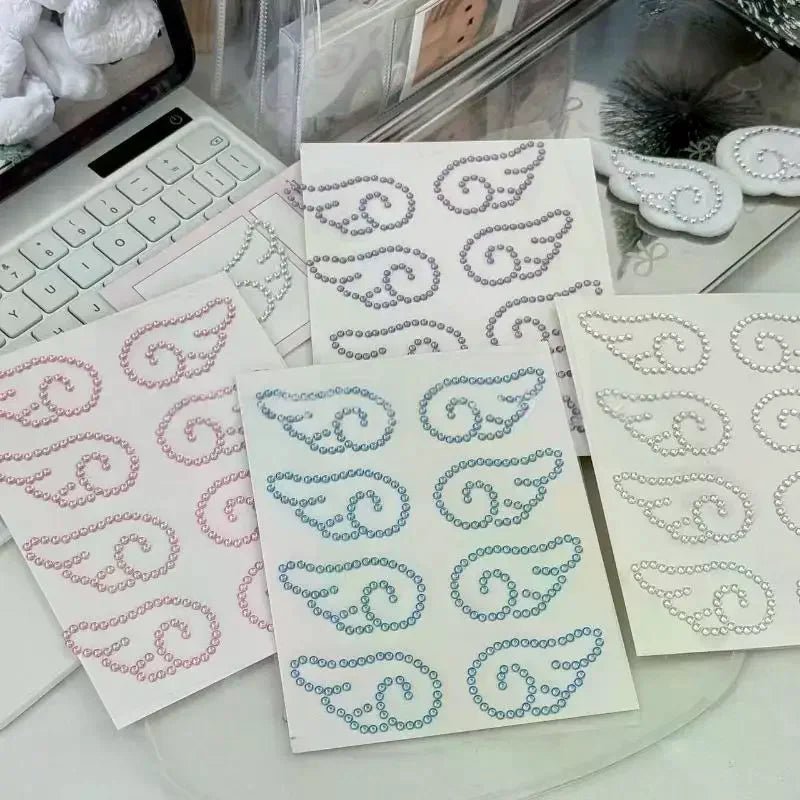 autocollants strass plumes blanc bleu rose décoration élégante artisanat bijoux diy cadeaux transparents motifs