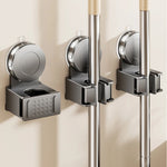 porte balai mural ventouse gris lisse perforations moderne salle bain rangement minimaliste