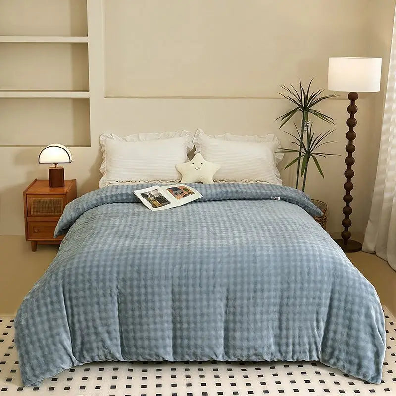 Motif plaid moderne de la housse de couette en polyester