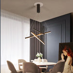 suspension lumineuse moderne têtes noir lignes géométriques scandinave flux lumineux élevé télécommande