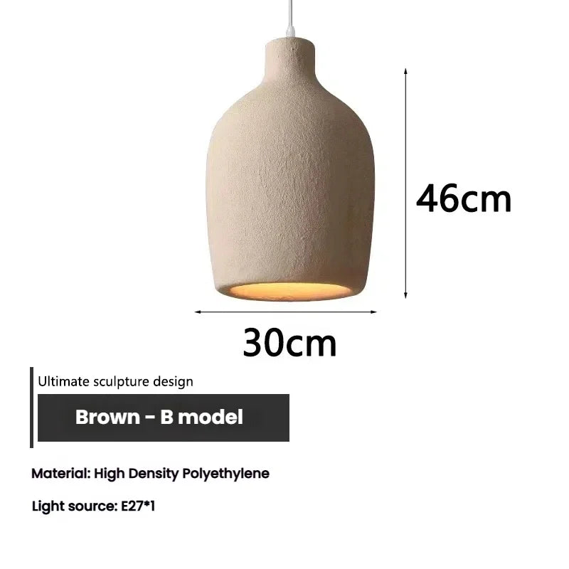 suspension lumineuse pendentif résine beige clair texture granuleuse moderne salon chambre principal