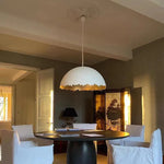 suspension lumineuse résine acrylique blanc texture feuillue moderne 30cm 40cm 50cm 60cm