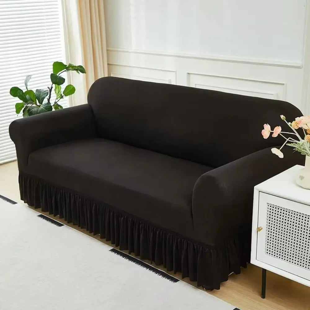 housse canapé extensible anti poussière moderne salon trois places couleur marron noir