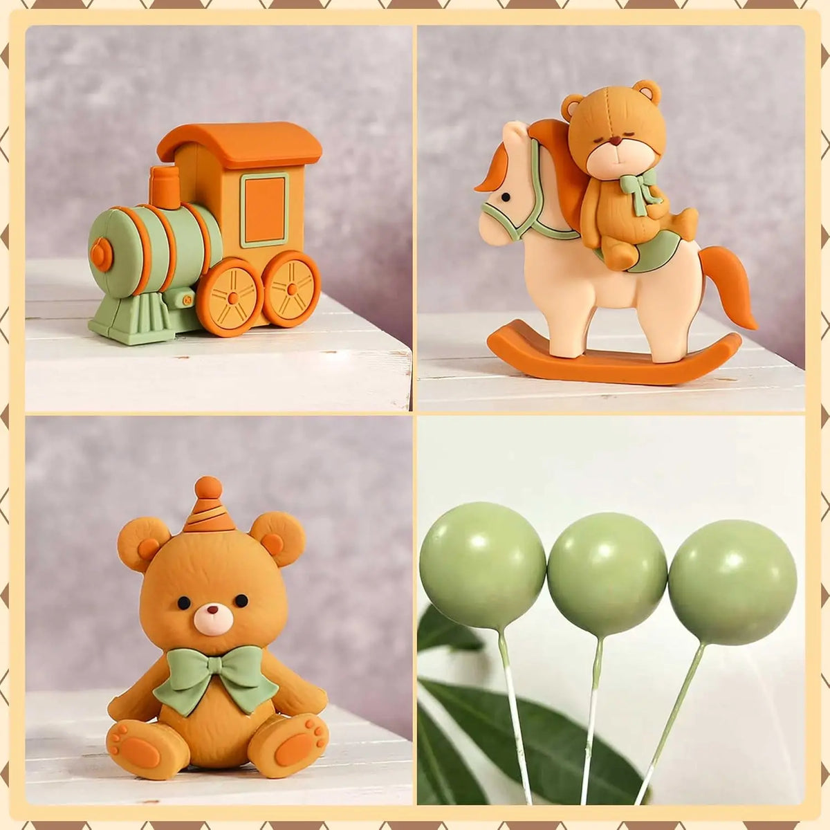 figurines décoratives gâteau ours train cheval ballons clips événements anniversaires fêtes enfants vintage
