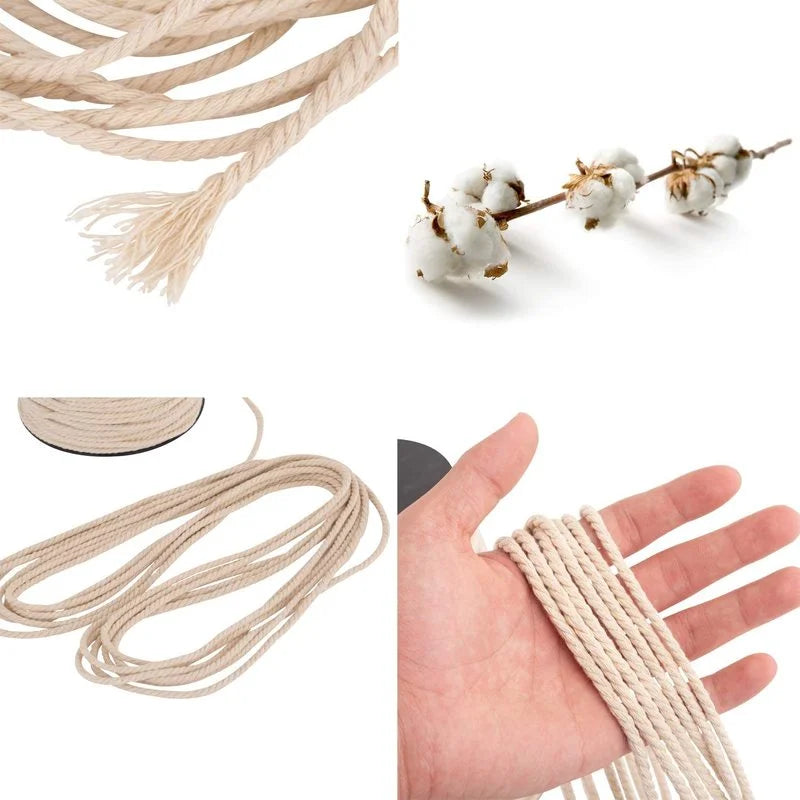 Corde macramé coton tissée main boho 50 100 mètres blanc cassé haute ténacité écologique