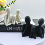 décoration abstraite couple enfant figurine moderne blanche noire minimaliste