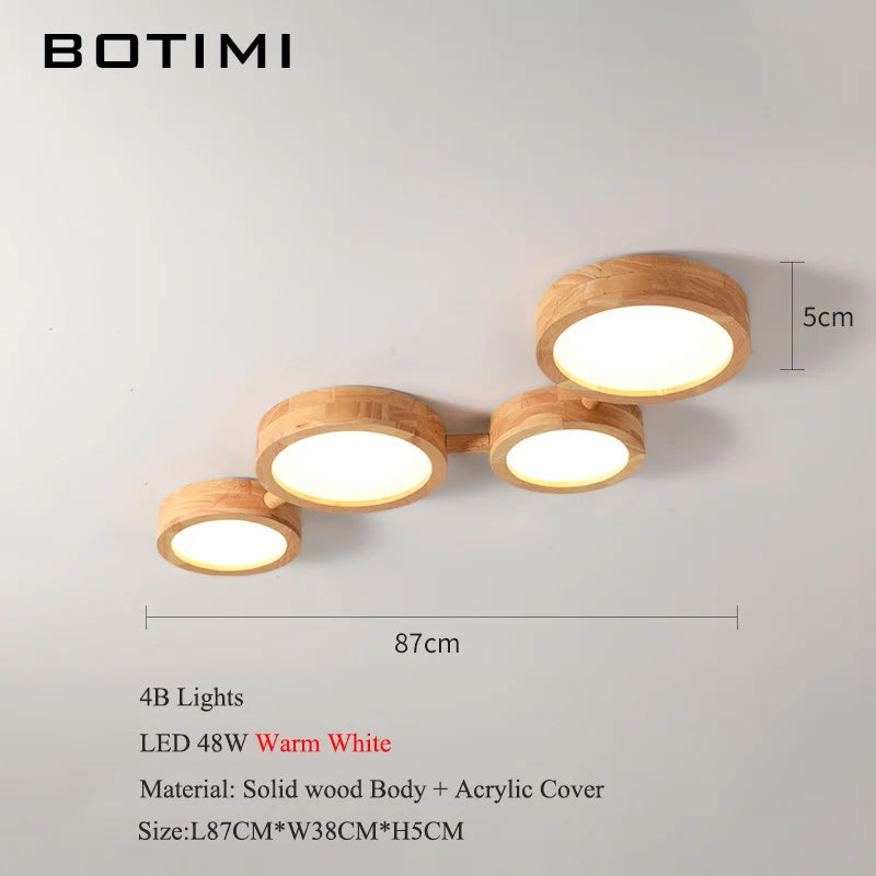 plafonnier bois massif moderne éclairage surface rond led naturel minimaliste