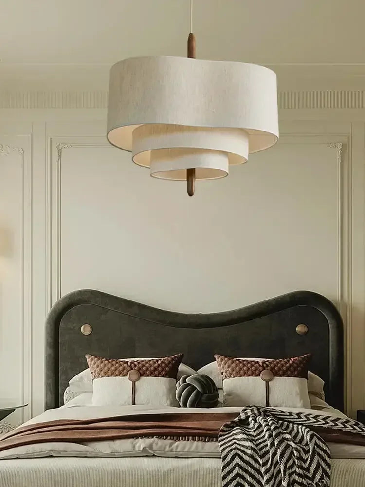 Suspension lumineuse moderne tissu beige clair opaque 60 249 flux lumineux 90 260V