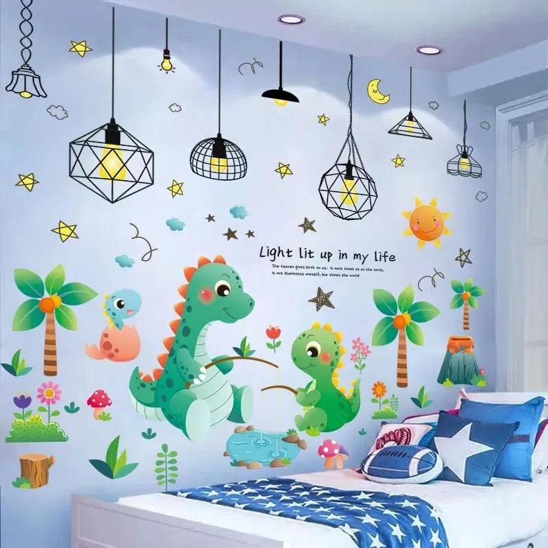 stickers muraux animaux cartoon multicolores enfants deco chambre salon adhésifs