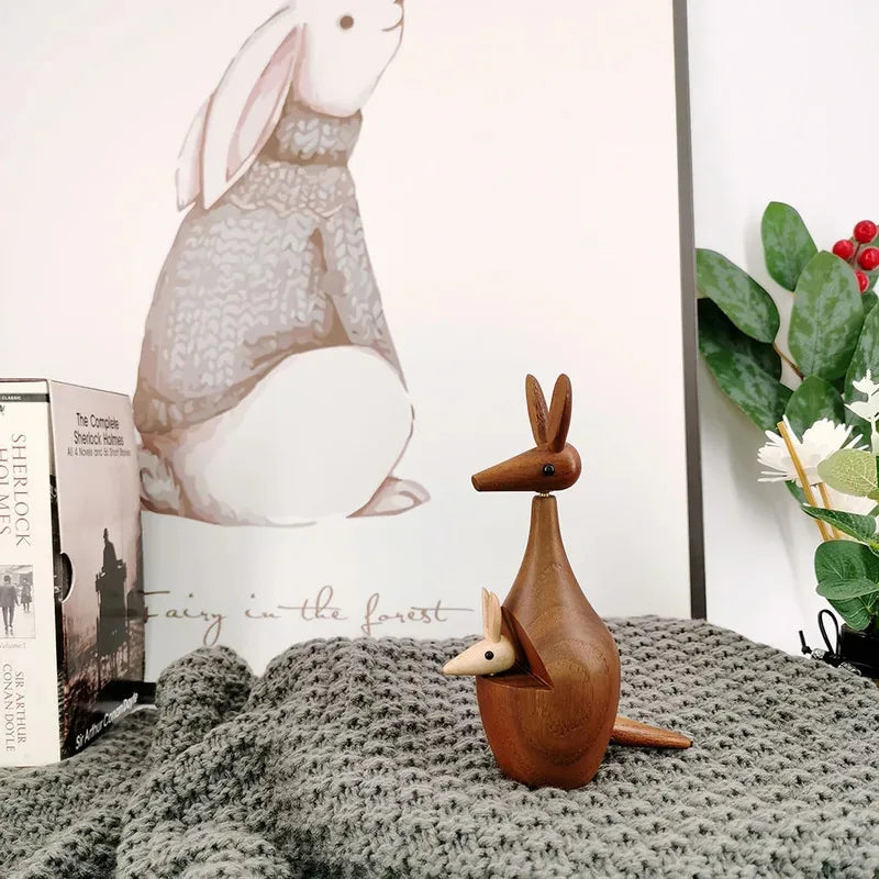 décoration murale statuette kangourou bois naturel moderne minimaliste mur opaque écolo artisanal chambre adulte