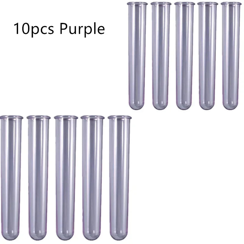 tubes essai silicone transparent violet bleu clair moderne decoration intérieure 12cm 10pièces