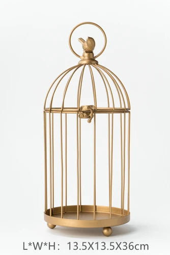 Cage oiseaux vintage métal gris filetage rustique plante oiseau décorative patio rural