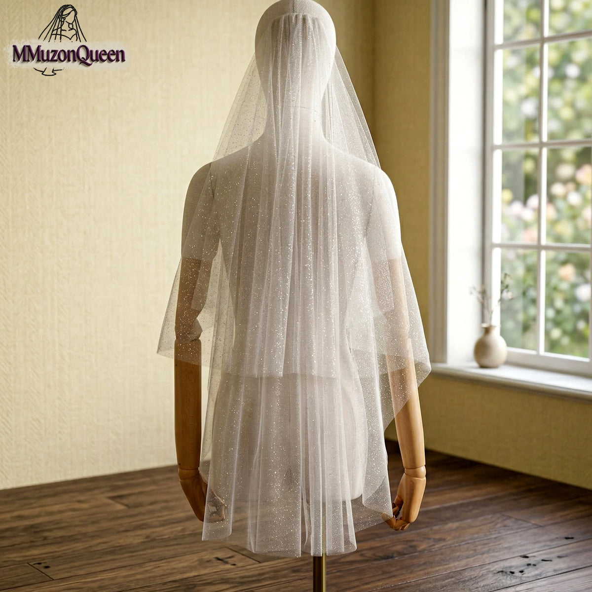 voile mariée pailleté transparent classique deux couches blanc femme