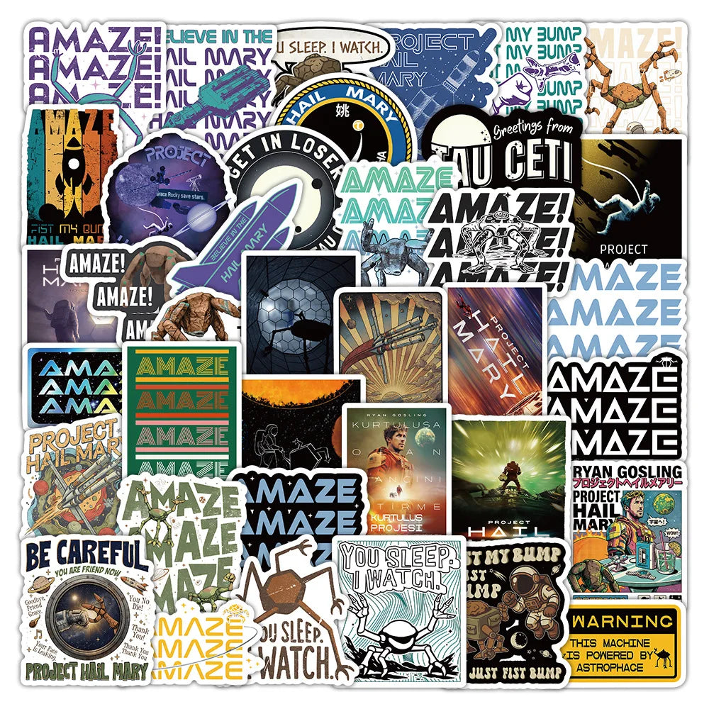 sticker project hail mary multicolore graphique adhésif moderne citation illustration espace cinema science fiction