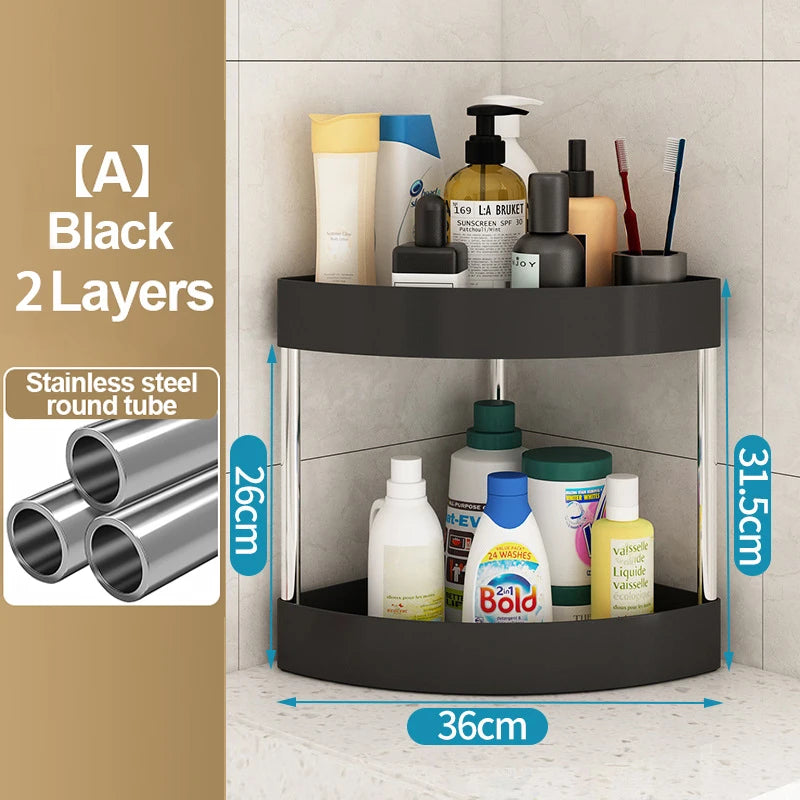 étagère angle salle bain noir rotative roulettes moderne rangement articles toilette deux trois quatre