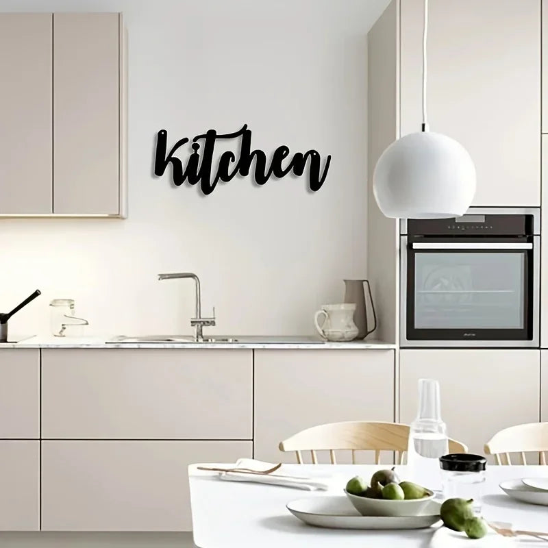 décoration murale lettre stylisée moderne adhésive noire métal 30cm 12cm