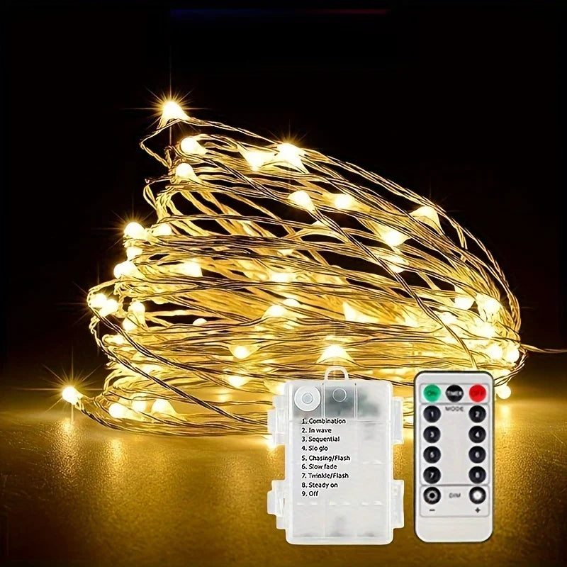 guirlande lumineuse dorées moderne 10m 100led télécommande ip67 20m 200led