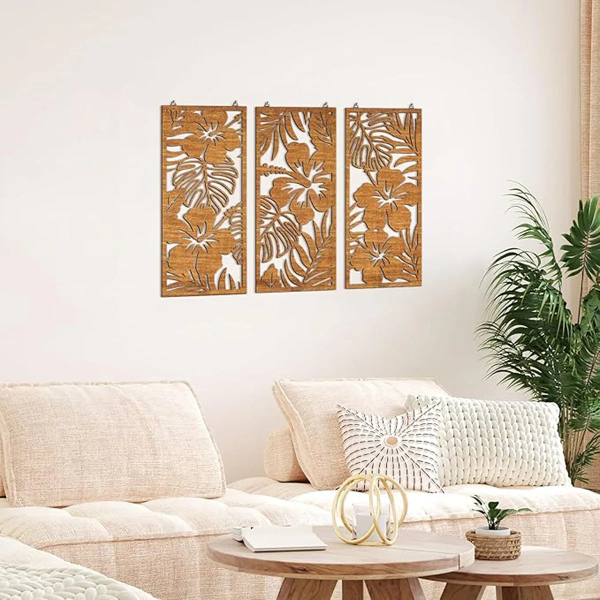 Décor mural bois moderne palmier