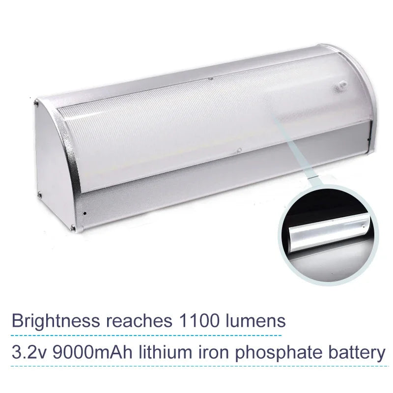 Lampe solaire moderne 48 LED argentée détecteur mouvement modes IP65