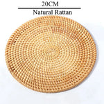 coasters tissés raphia naturel rustique ensemble six accessoires cuisine thé