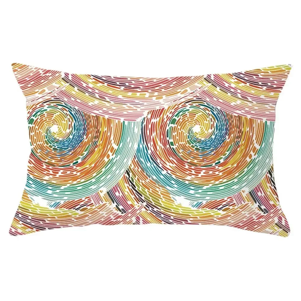 coussin rectangulaire géométrique multicolore décoration intérieure moderne polyester confortable 30x50cm fixations