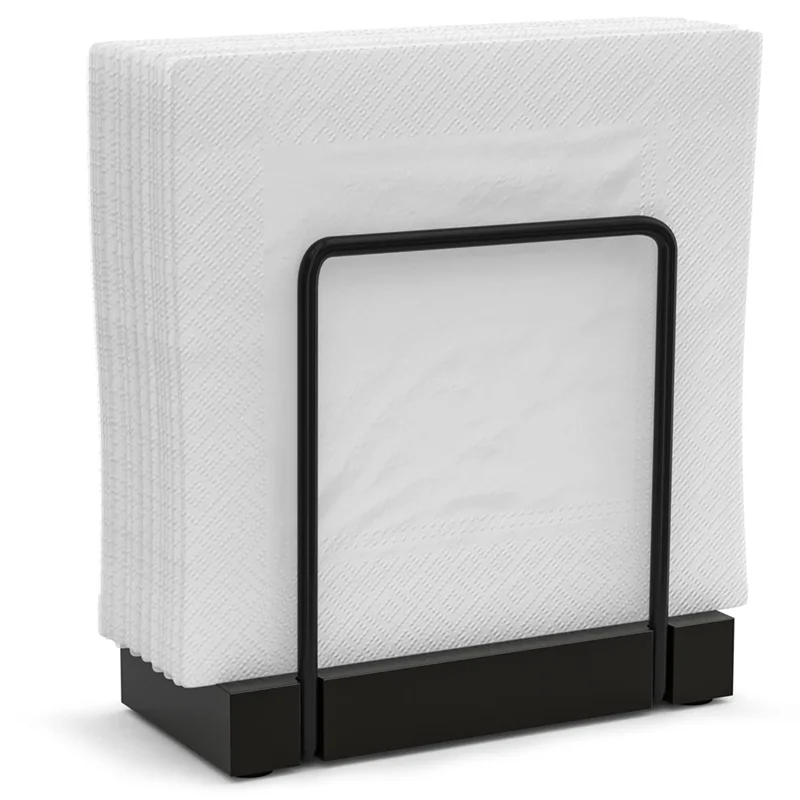 serviettes table blancs rayures fines moderne support métal noir 70 pièces
