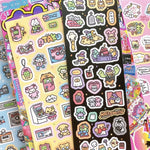 stickers kawaii multicolores dessins animés adhésifs mignons thème cuisine jeux vidéo halloween