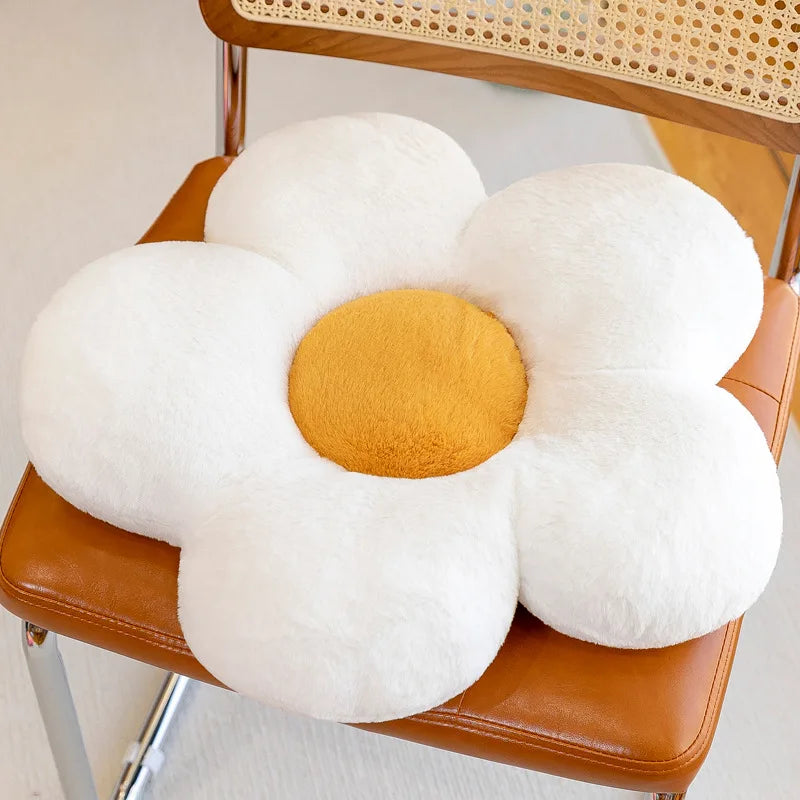 coussin décoratif peluche fleurs blanc orange noir rose bleu violet jaune 35cm 50cm