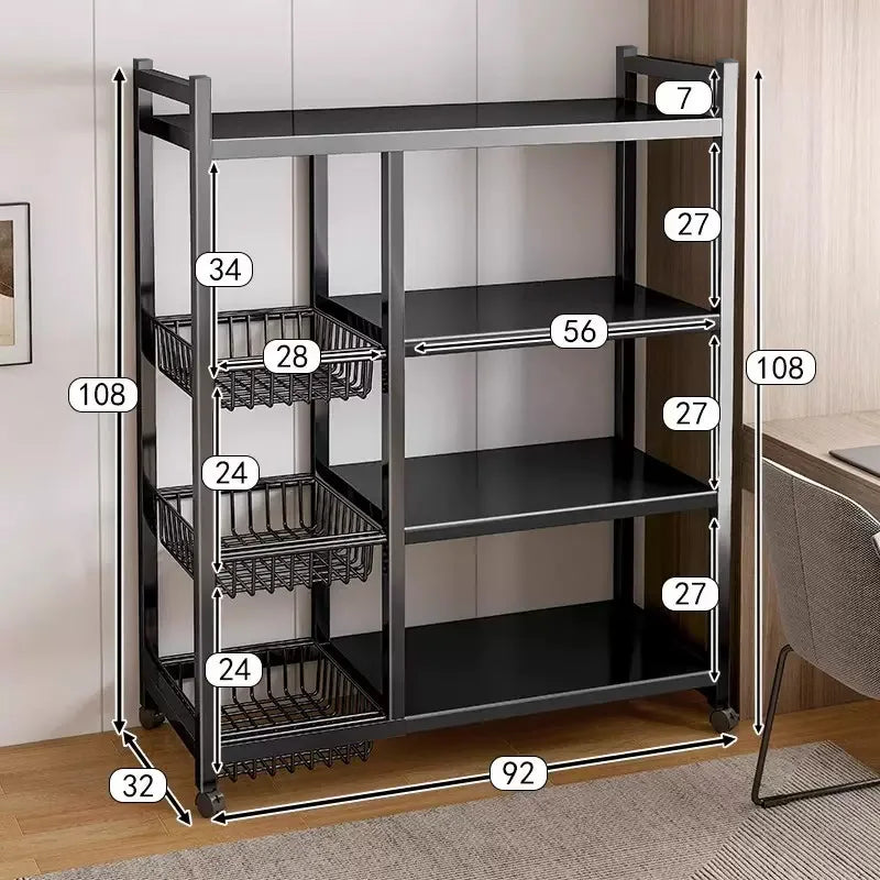 chariot roulette moderne rangement snack épicerie organisation cuisine légumes.storage shelf support mobile multifonctionnel métal
