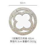 miroir rond mural blanc gris moderne décoration maison tapisserie plantes fixations