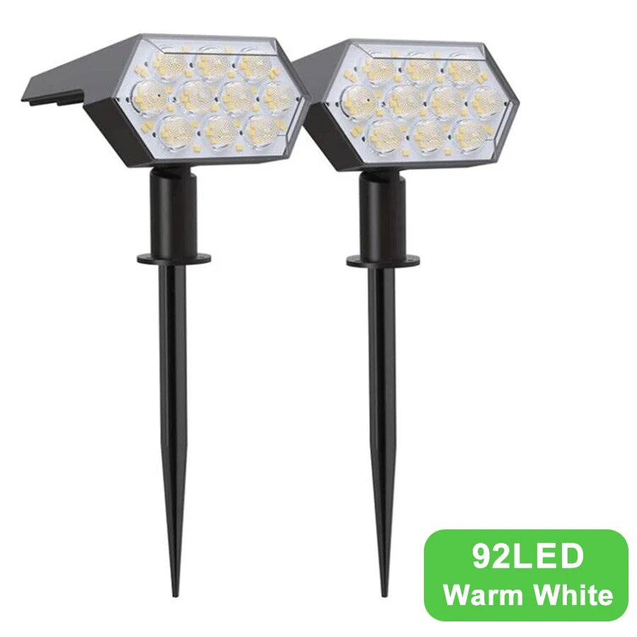 projecteurs solaires led extérieurs réglables decoration jardin ip65 moderne hexagonnels noirs tringle