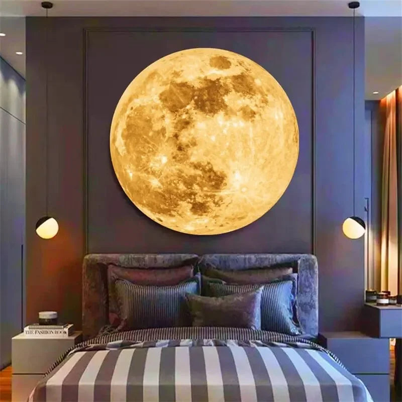 projecteur mural lune terre beige noir moderne adhésif led 65mm 63mm 27mm veilleuse chambre