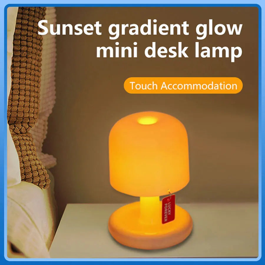 mini lampe table rechargeable veilleuse orange moderne base plate led ambiance chambre tactile charge