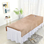 couverture table massage velours drap lit spa salon beauté coton doux couleur unie beige
