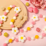 guirlande décorative fleurs pompons coton bannière motifs floraux festive enfantine suspension fil